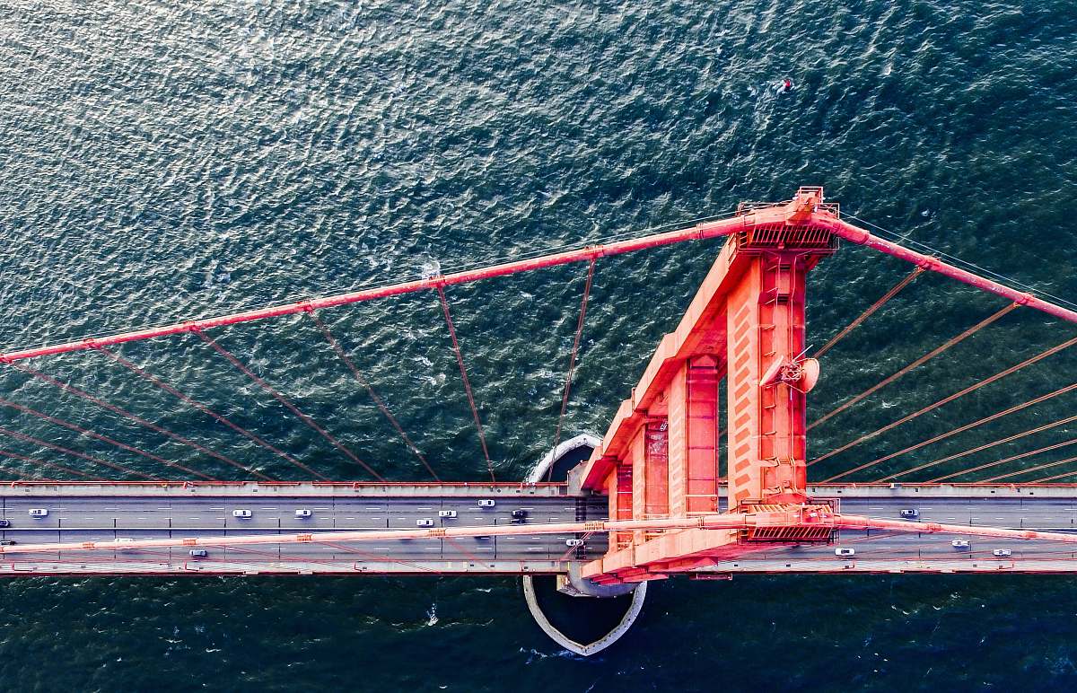 san francisco aerial view of Golden Gate Bridge aerial